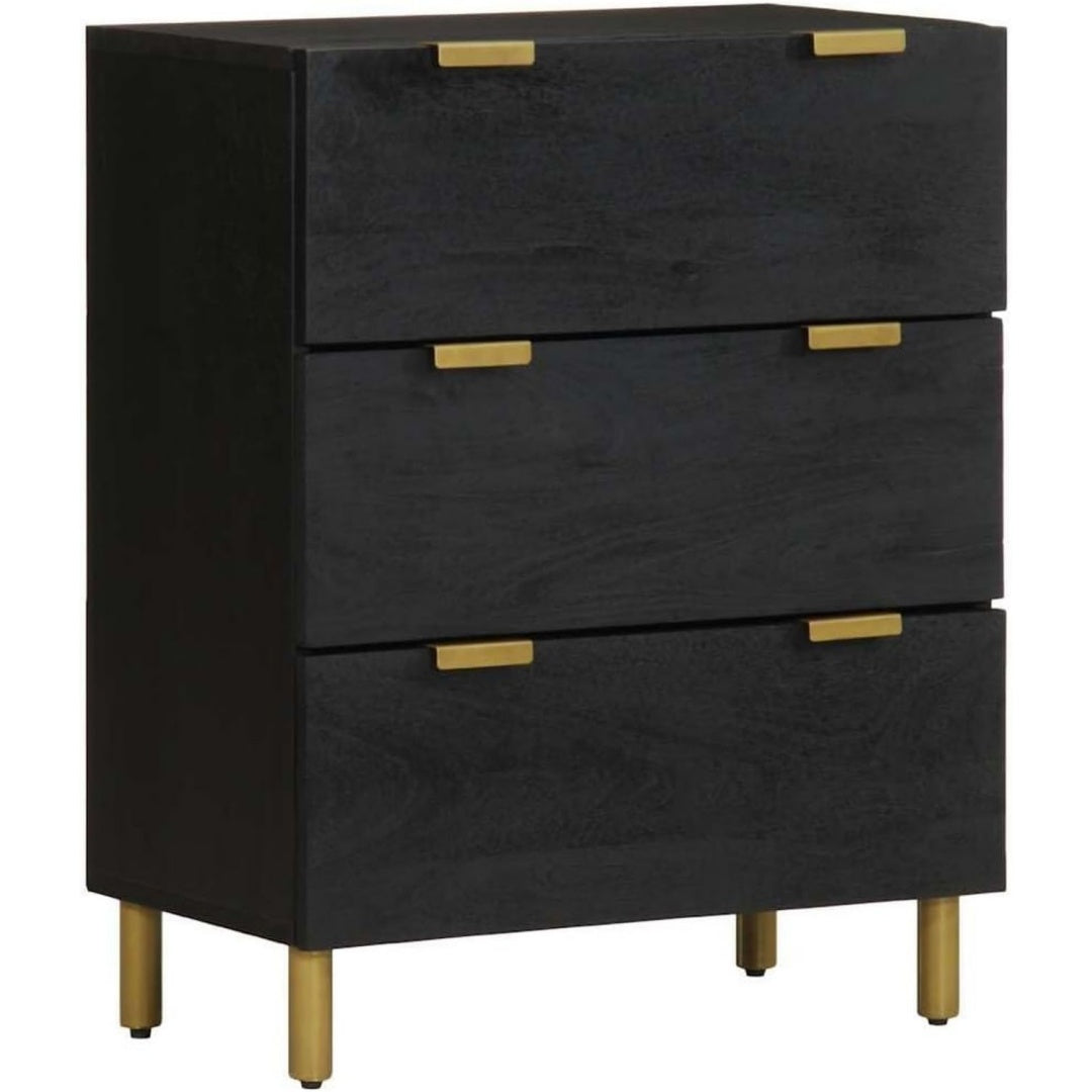 Das Sideboard misst 60 x 33 x 75 cm in Schwarz