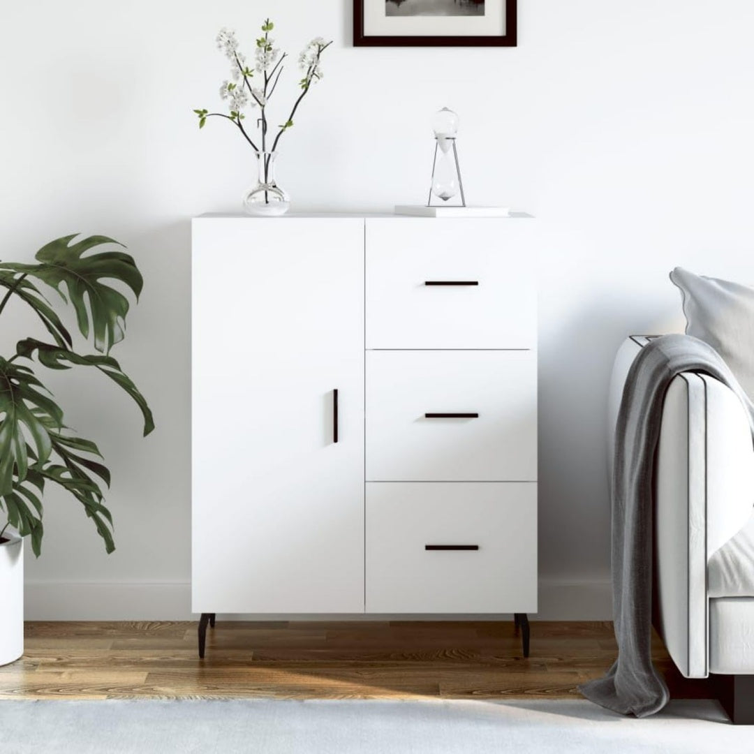 Geschlossener Stauraum trifft auf 3 Schubladen an dem Sideboard