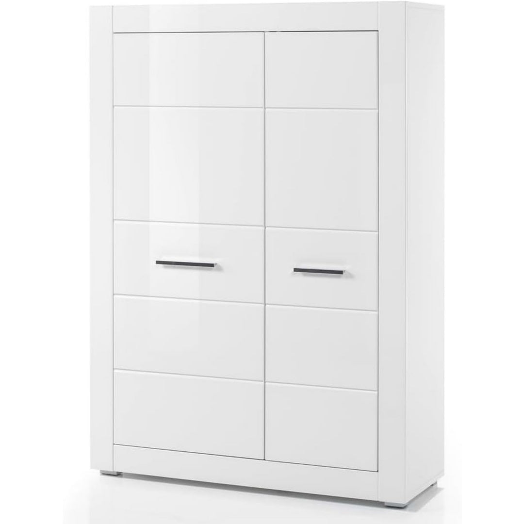 Sideboard mit geschlossenem Stauraum, Reliefstrukturen und glaenzenden Oberflaechen