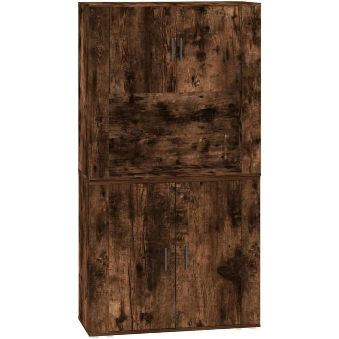 Eine Wandmontage praegt den Hochschrank aus Holzwerkstoff