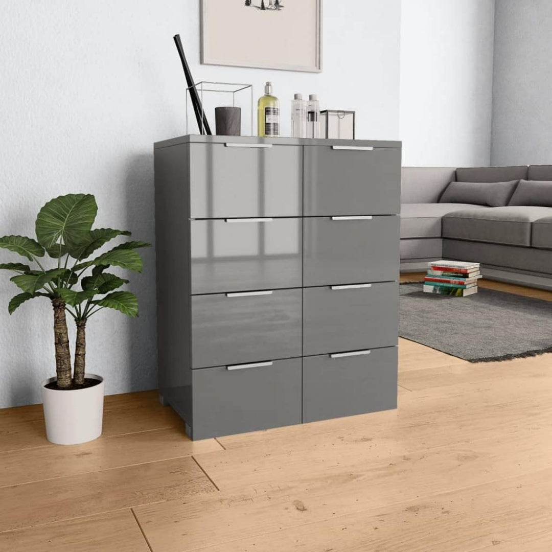Sideboard verbindet 8 Schubladen und glaenzende Oberflaechen
