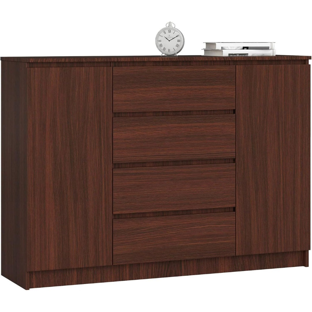 Das Sideboard vereint geschlossenen Stauraum mit einer ausziehbaren Konstruktion