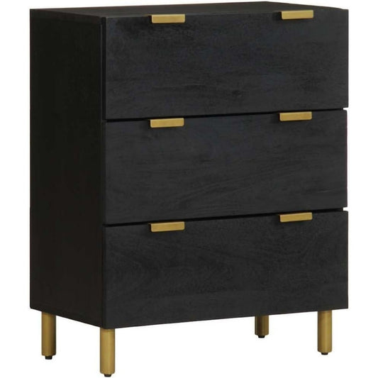 Das Sideboard misst 60 x 33 x 75 cm in Schwarz