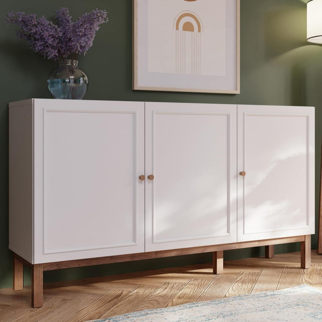 Sideboard mit 3 Tueren, Holzoptik und geschlossenem Stauraum