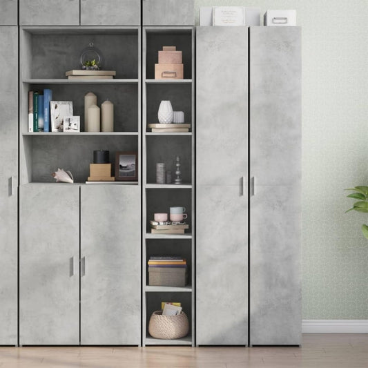 Hochschrank aus Holzwerkstoff in Betongrau