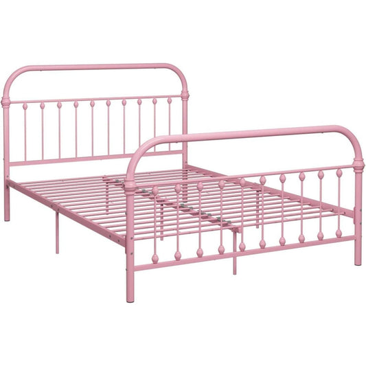Das Bettgestell misst 140 x 200 cm in Rosa