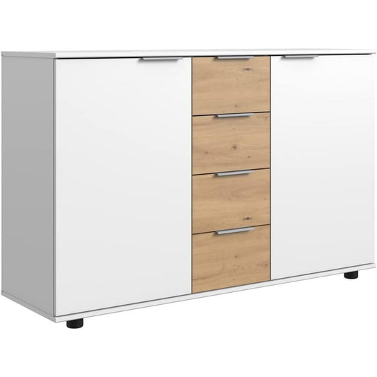 Metallgriffe an dem Sideboard aus Samt und Holzwerkstoff