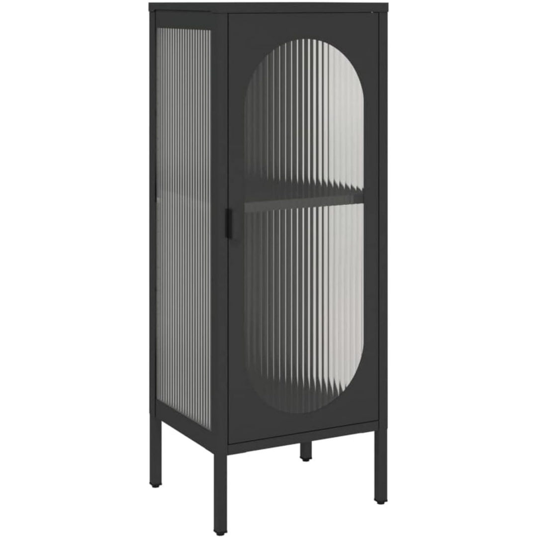 Beistelltisch aus Metall und Glas in Schwarz
