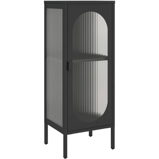 Beistelltisch aus Metall und Glas in Schwarz