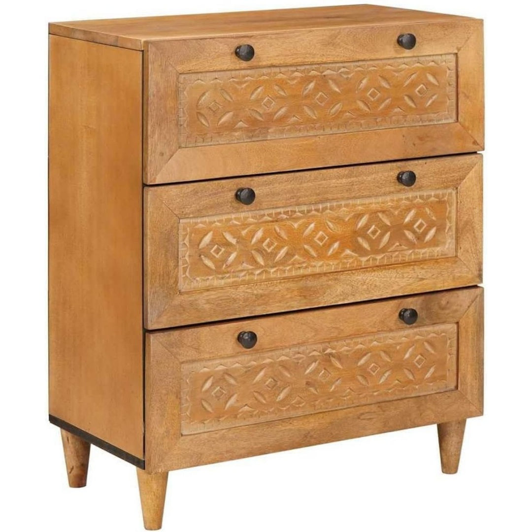 Sideboard in Hellbraun und Naturbraun mit 3 Schubladen
