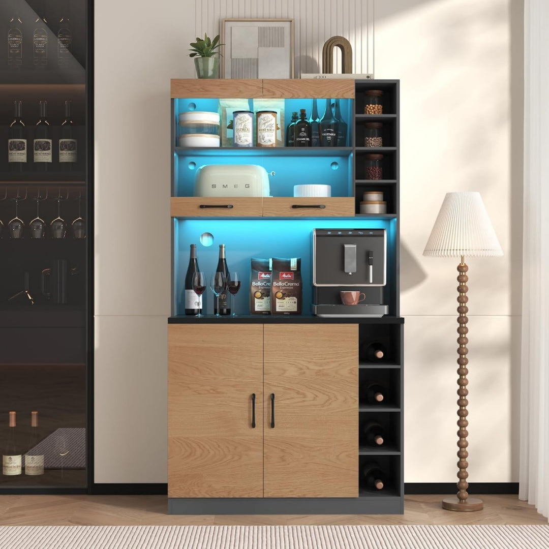 Bei dem Hochschrank steht LED Beleuchtung im Mittelpunkt